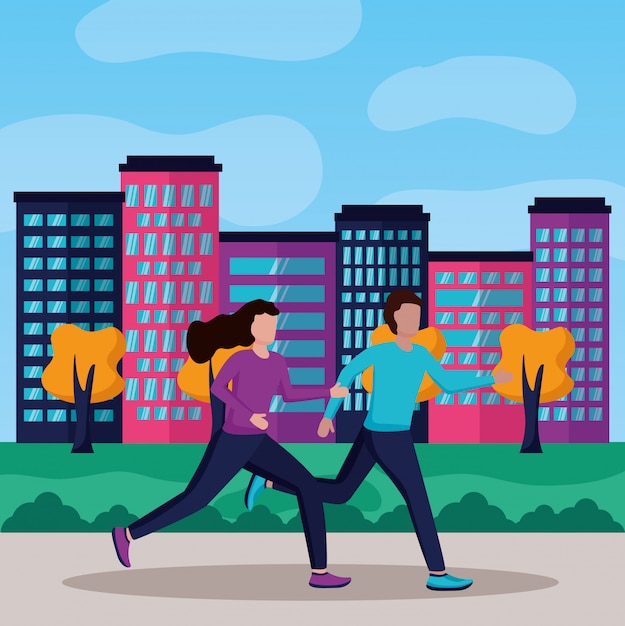 Free Vector people running activity