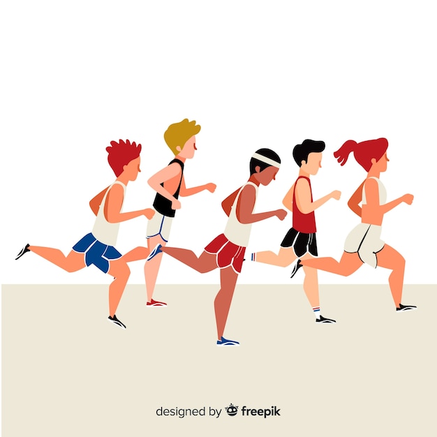 Free Vector people running at a marathon