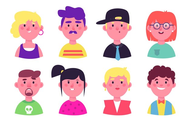 Free Vector people smiley avatars various personalities