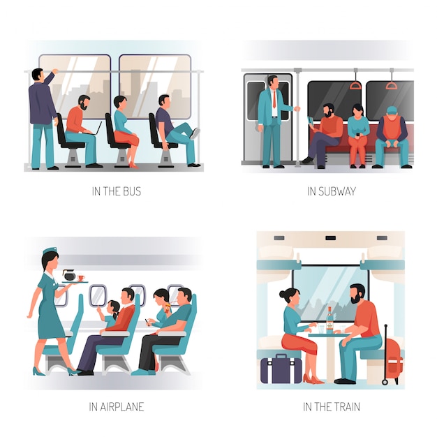 Free Vector people transport flat concept