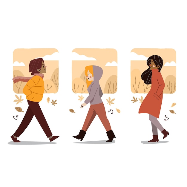 People walking in autumn