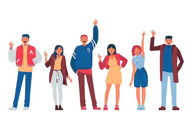 Free vector people waving hand illustration concept