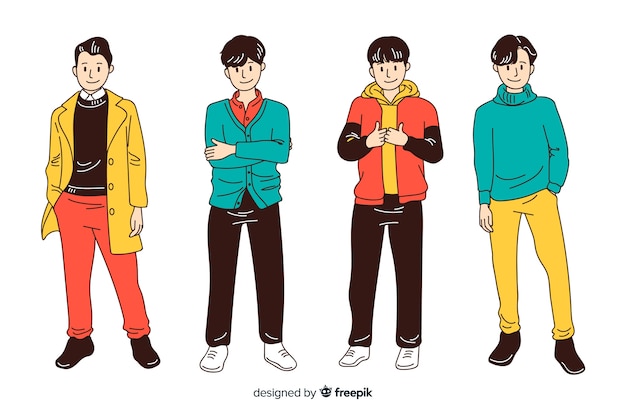 Free Vector people wearing autumn clothes