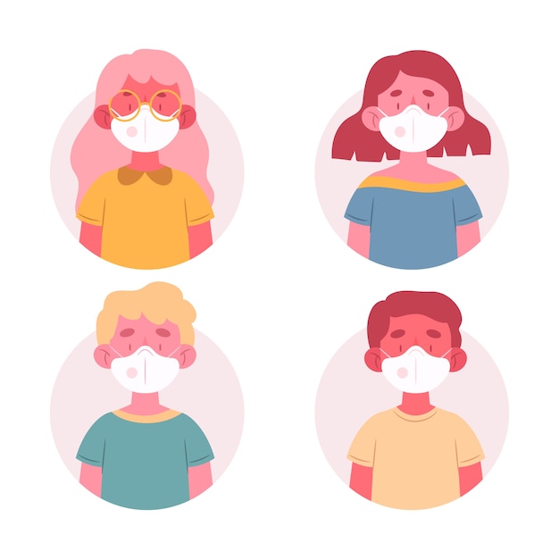 Free Vector people wearing medical mask