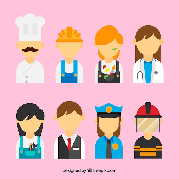 Free Vector people with different jobs background in flat style