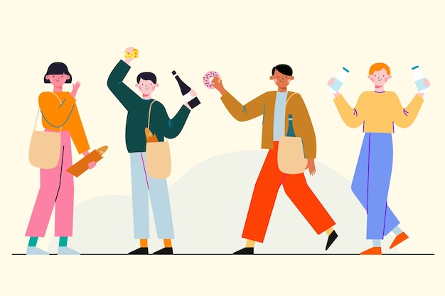 Free vector people with food illustrated