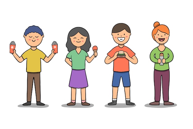Free vector people with food illustration concept
