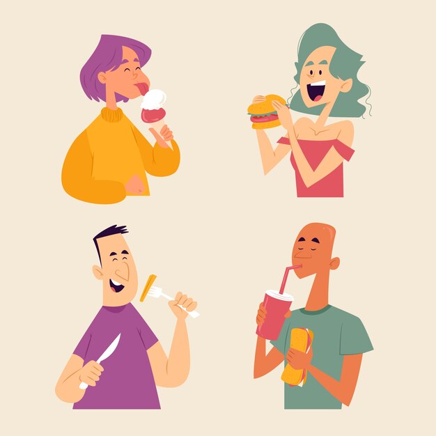 People with food illustration