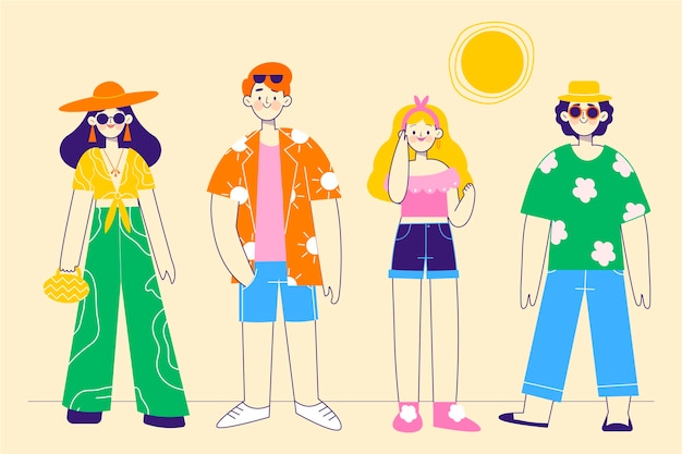 Free vector people with summer clothes collection