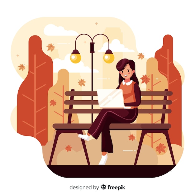 Free Vector person in an autumn park