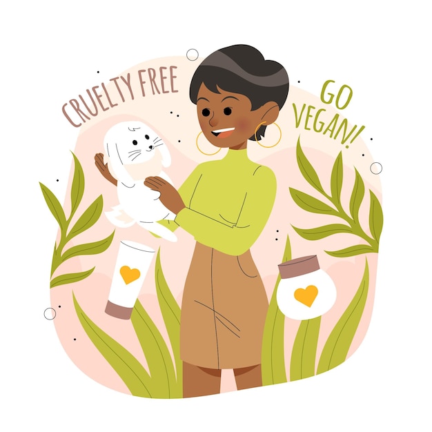 Free Vector person hugging animal cruelty free hand drawn