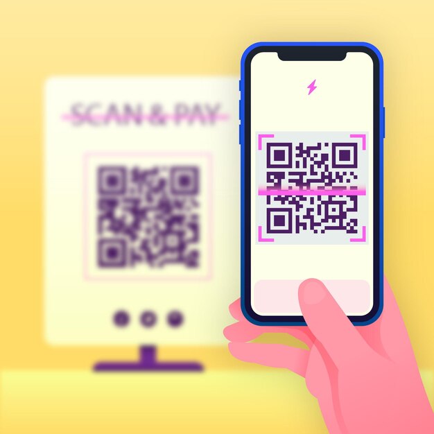 스마트 폰으로 QR 코드를 스캔하는 사람