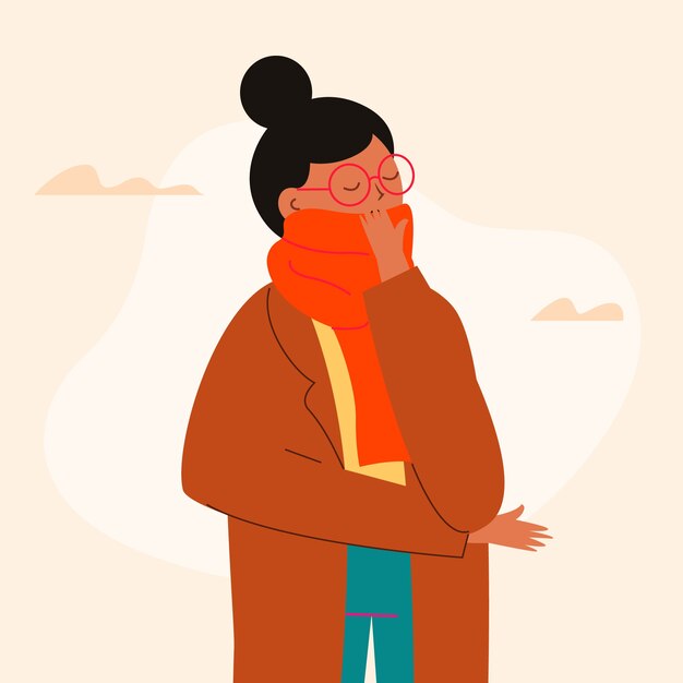 Person with cold illustrated theme