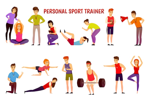 Personal Sport Trainer Orthogonal Icons