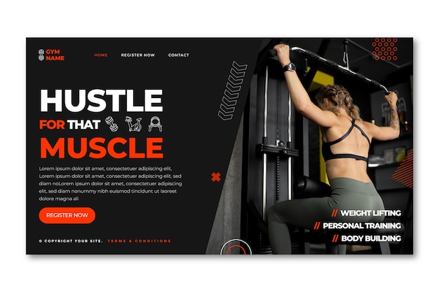 Free Vector personal trainer landing page  template design