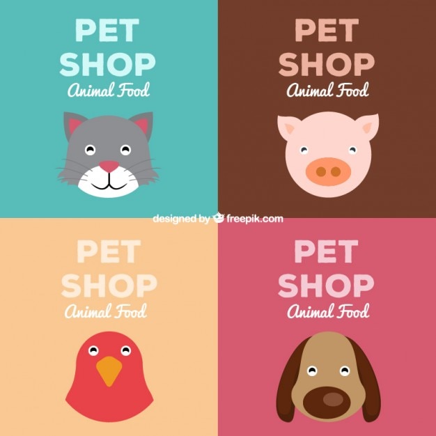 Free Vector pet shop retro drawing posters