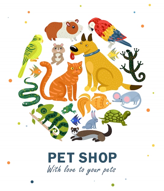 Free Vector pet shop round composition