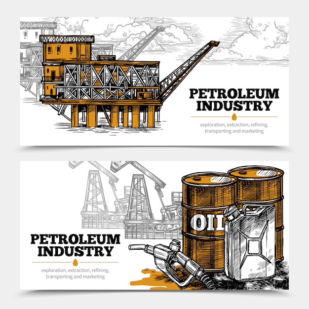 Free vector petroleum industry horizontal banners