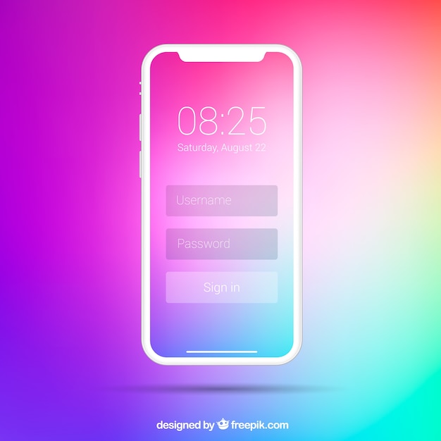 Free vector phone with gradient wallpaper