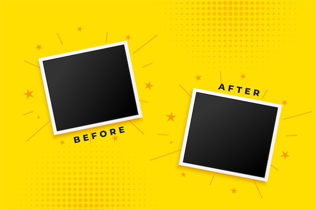 Free Vector photo frame for before and after duel comparison template