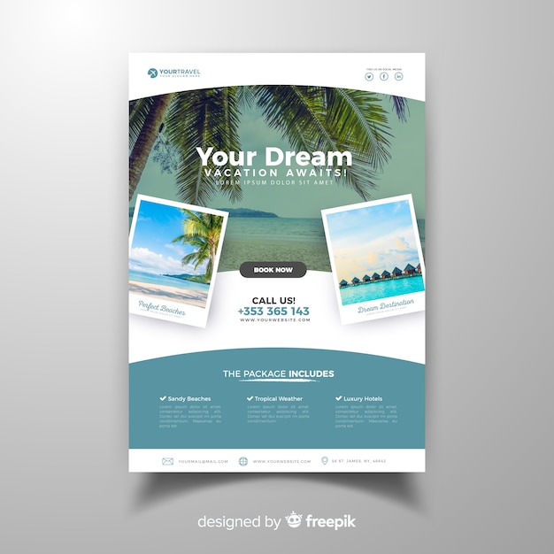 Free Vector photographic travel flyer