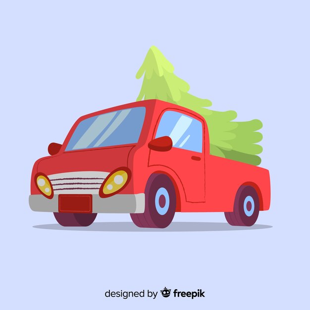 Pickup truck with christmas tree