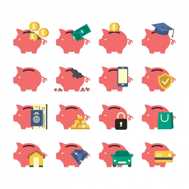 Free Vector piggybank icons collection