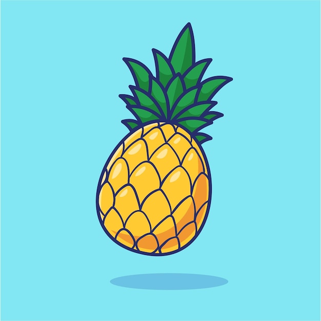 Pineapple Fruit Floating Cartoon Vector Icon Illustration Food Object Icon Concept Isolated Flat