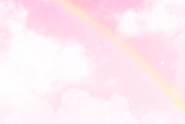 Free Vector pink background, aesthetic rainbow cloudy sky vector