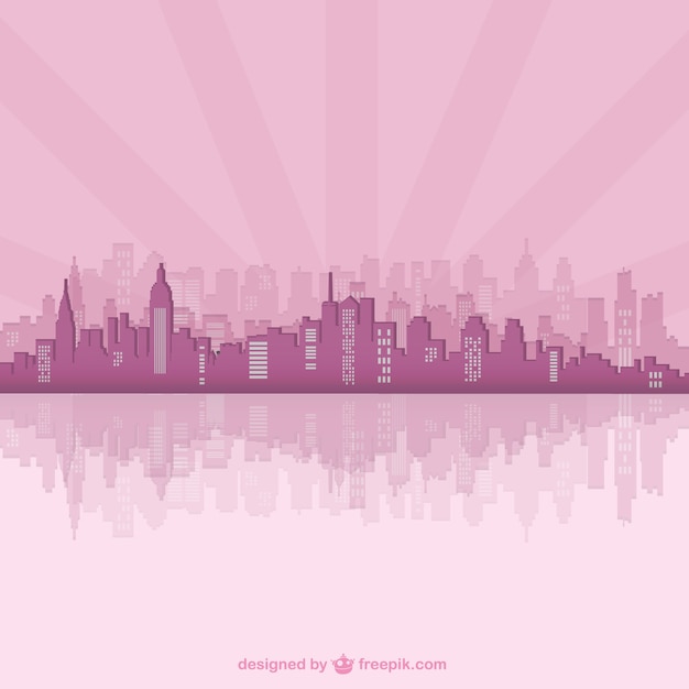 Free Vector pink city silhouette template art