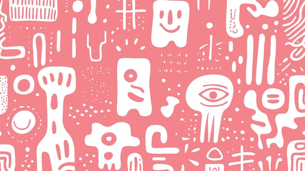 Free Vector pink doodle seamless pattern