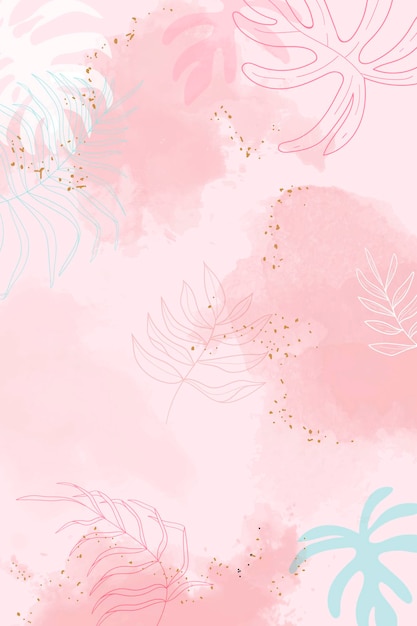 Free Vector pink leafy watercolor background vector