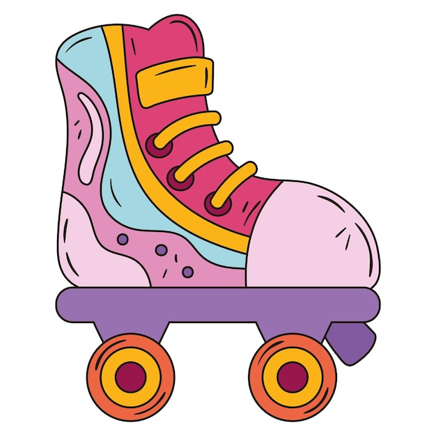 Free vector pink skate pop art icon isolated