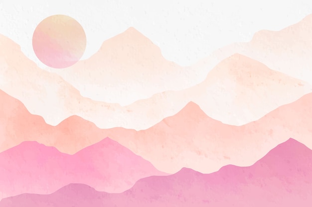 Free vector pink watercolor mountains background