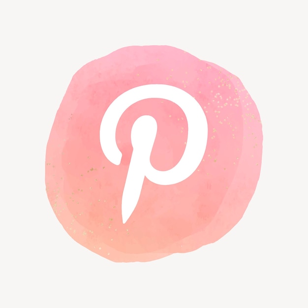 Free Vector pinterest logo vector in watercolor design. social media icon. 21 july 2021 - bangkok, thailand