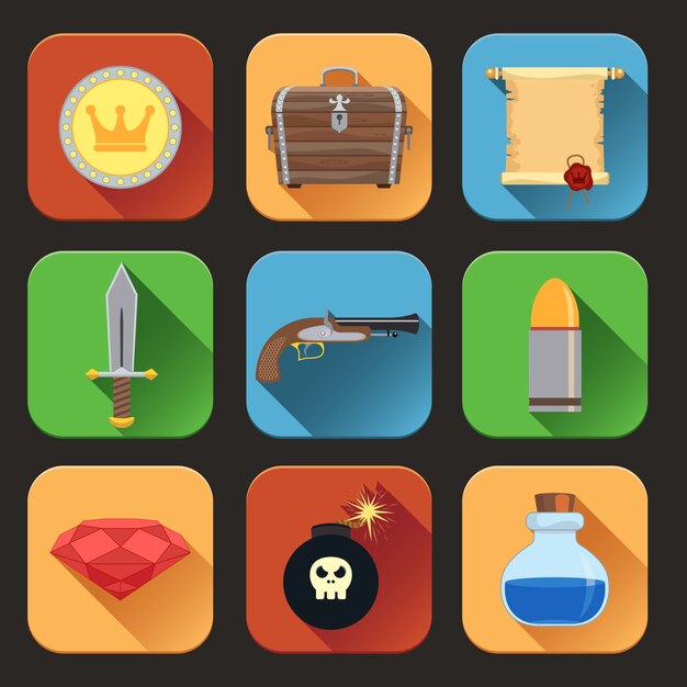 Pirate elements icons collection