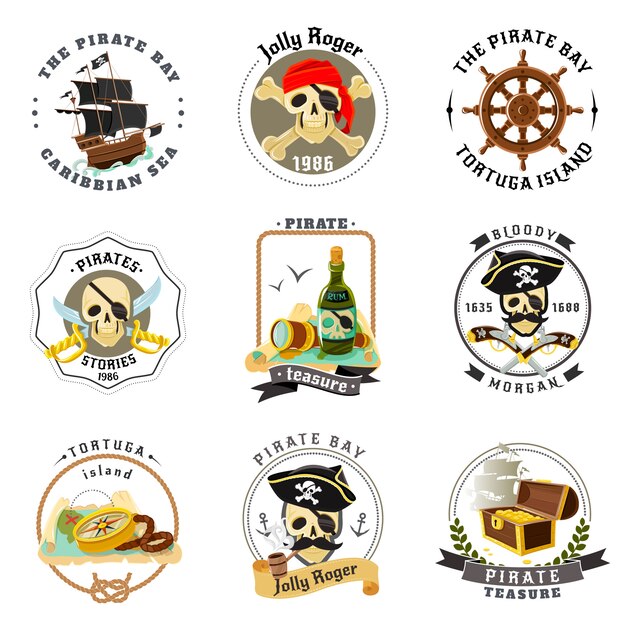 Pirate emblems stickers set 