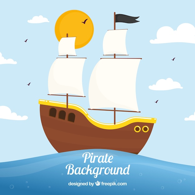 Free Vector pirate sailing boat background