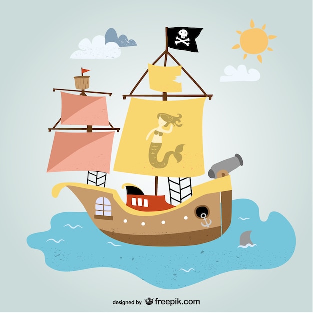 Free Vector pirate ship in the ocean