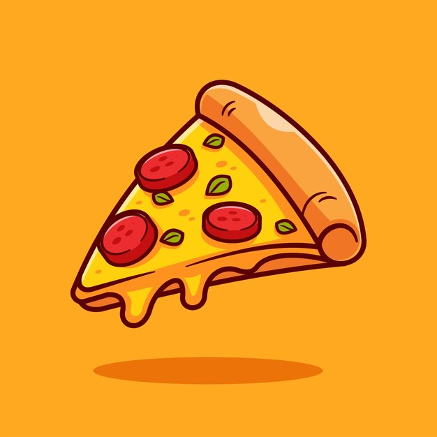 Pizza Slice Melted Floating Cartoon Vector Icon Illustration Food Object Icon Isolated Flat Vector