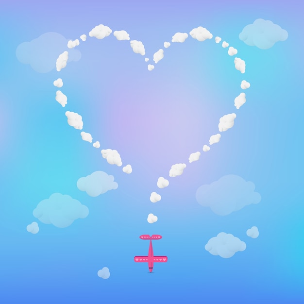 Plane drawing heart in sky