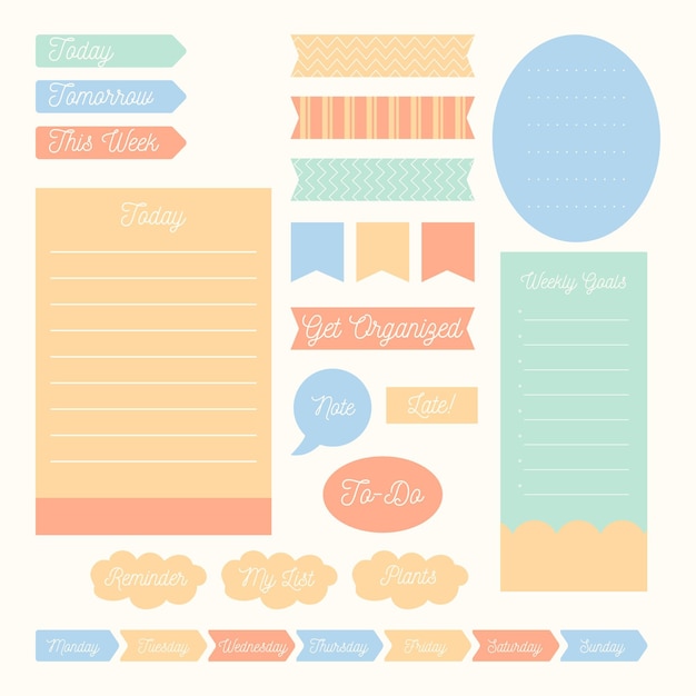 Free Vector planner scrapbook set