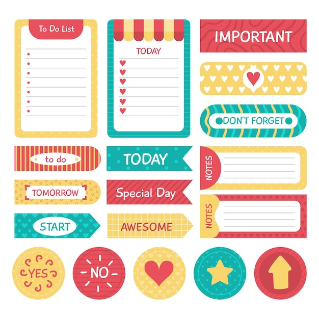 Free Vector planner scrapbook set