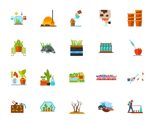 Planting icon set