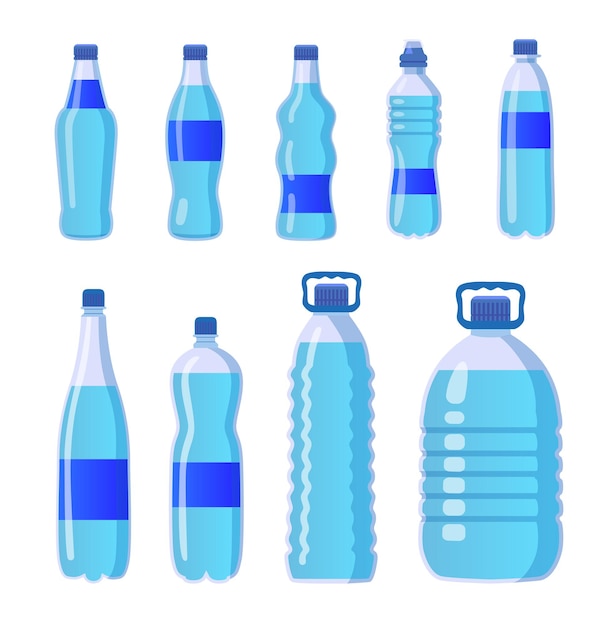 Free vector plastic drinking water bottles set