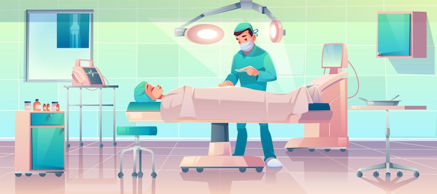 Free Vector plastic surgeon operating patient in surgery room