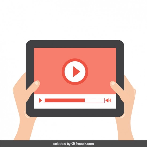 Free Vector playing video on the tablet