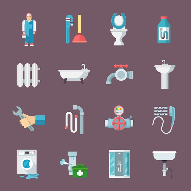 Plumbing icons set