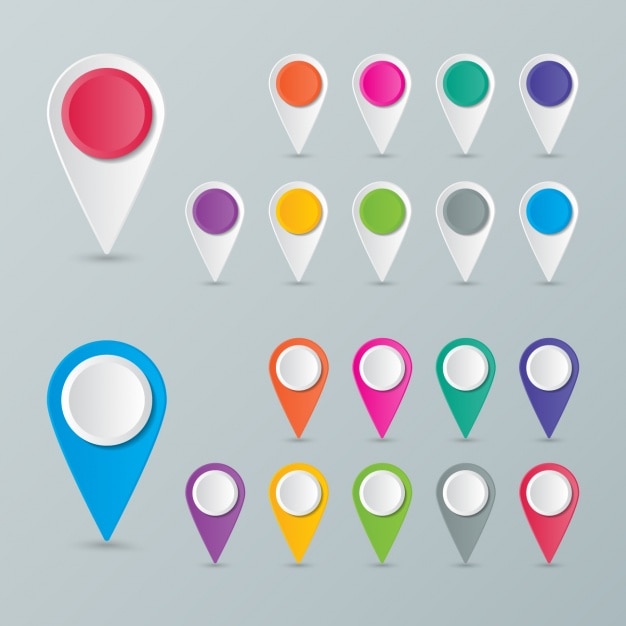 Free Vector points position colors for maps