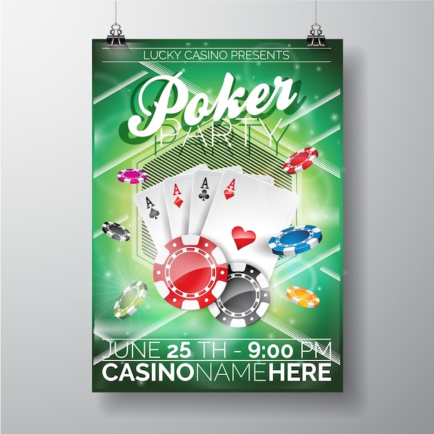 Free Vector poker party poster template